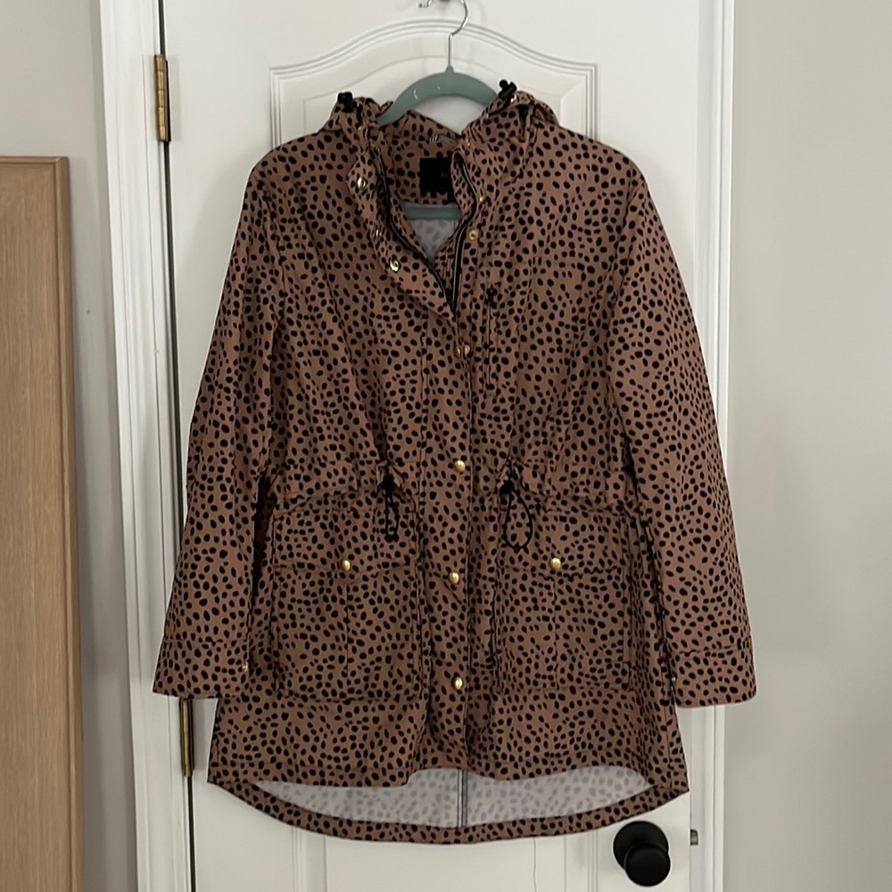 JCrew Perfect Lighweight Rain Jacket in leopard - Picture 2 of 5